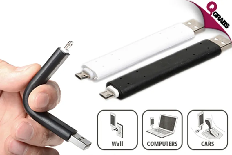 From QR20, Charge Away with Bendable Micro to USB Cables OR 2-in-1 USB Cables! (Up to QR138 Value)